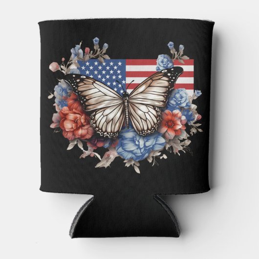 Patriottische 4 juli vlinder blikjeskoeler (Voorkant)