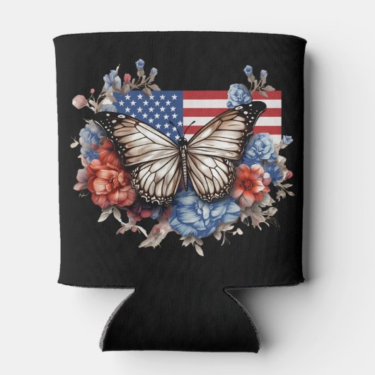 Patriottische 4 juli vlinder blikjeskoeler (Achterkant)