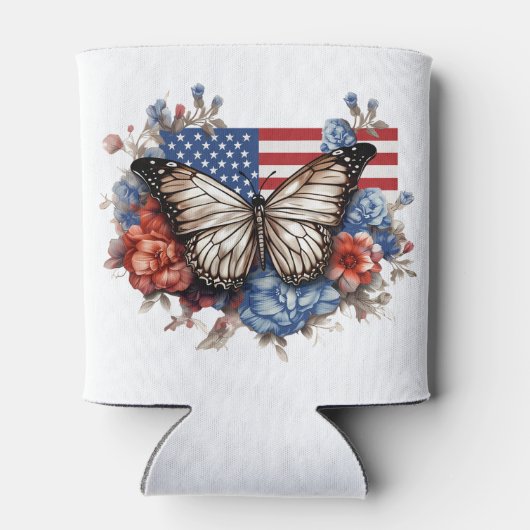 Patriottische 4 juli vlinder blikjeskoeler (Achterkant)