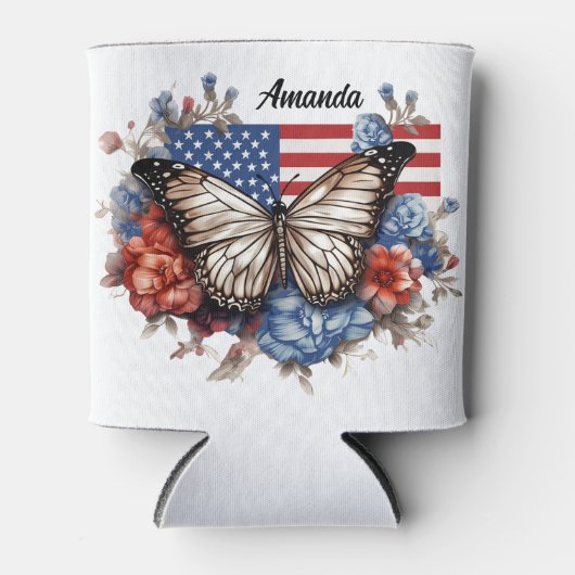 Patriottische 4 juli vlinder blikjeskoeler (Voorkant)