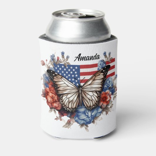 Patriottische 4 juli vlinder blikjeskoeler (Blikje Achterkant)