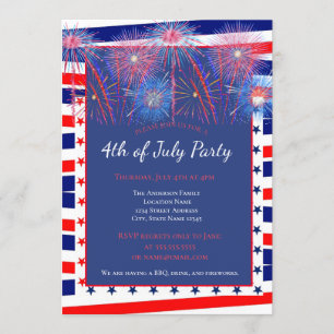 Patriottische 4 juli vuurwerk barbecue kaart