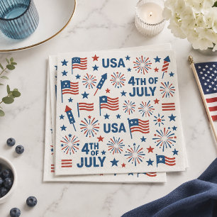 Patriottische 4 juli 🇺🇸 Vuurwerk, Sterren & Vl Servet