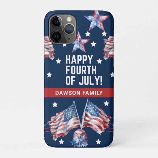 Patriottische 4 juli Waterverf familienaam Case-Mate iPhone Case (Achterkant)