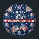 Patriottische 4 juli Waterverf familienaam Dartbord<br><div class="desc">4 juli Waterverf Familienaam gepersonaliseerd ontwerp. Overeenkomende producten zijn te vinden in 4 juli Waterverf Collectie.</div>