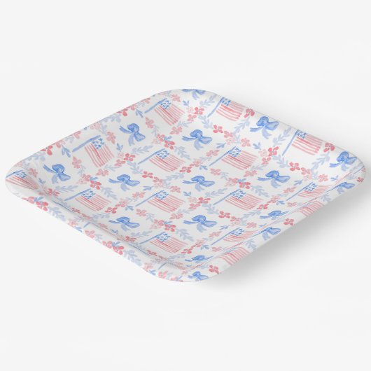Patriottische 4 juli waterverf gepersonaliseerd papieren bordje (Gebogen)