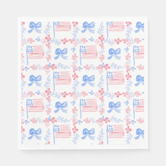 Patriottische 4 juli waterverf vlaggen & bogen servet (Voorkant)