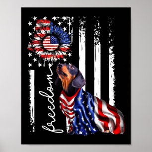 Patriottische 4 juli Wiener Dachshund Hond Vrijhei Poster