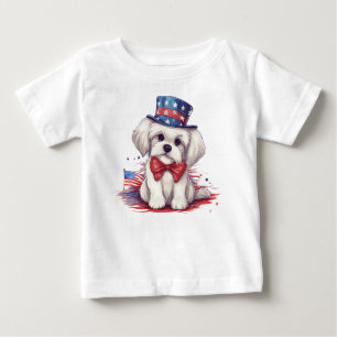 Patriottische 4 juli witte cute puppy hond-43568