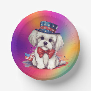Patriottische 4 juli witte Mooie Puppy Hond-43568 Papieren Kommen