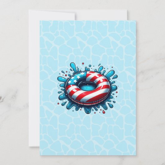 Patriottische 4 juli Zomer Pool Party Kaart (Achterkant)