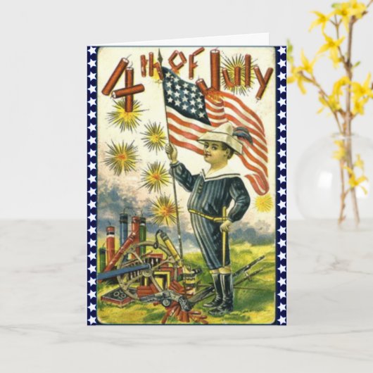 Patriottische 4 van Juli Kaart (Gele Bloem)