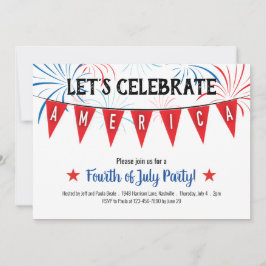 Patriottische 4e juli-dag uitnodigingskaart