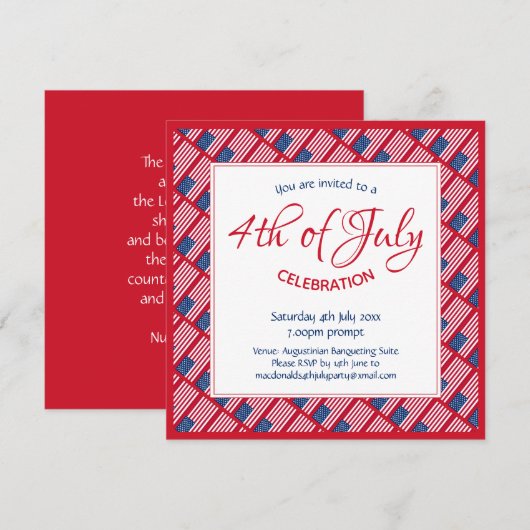 Patriottische 4e van JULI American Flag Party Kaart (Voorkant / Achterkant)