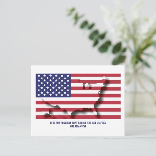 Patriottische 4e van JULI Christelijk Briefkaart (Staand voorkant)