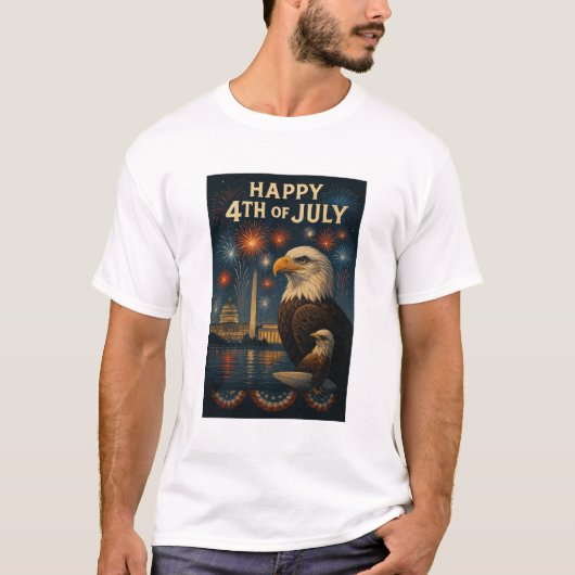 Patriottische 4th of July-afbeelding op je T-shirt (Voorkant)