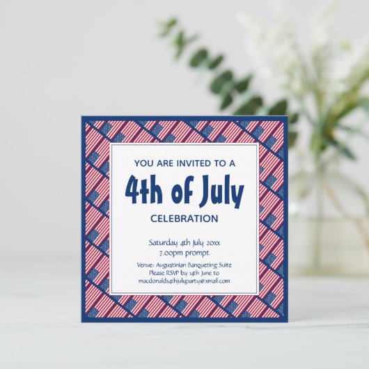 Patriottische 4th of July Amerikaanse Blauwe Vlag  Kaart (Staand voorkant)