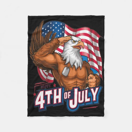 Patriottische 4th of July Byld Eagle Amerikaanse v Fleece Deken (Voorkant)