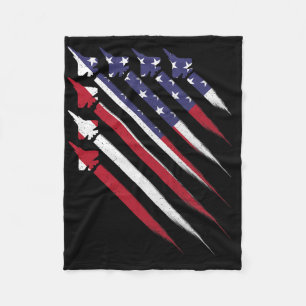 Patriottische 4th of July Jet Amerikaanse vlag Man Fleece Deken