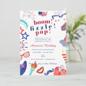 Patriottische 4th of July Vierde Boem Fizzle Pop B Kaart (Staand voorkant)