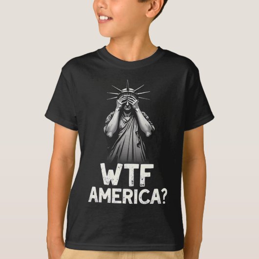 Patriottische 4th of July Vrijheidsbeeld WTF Ameri T-shirt (Voorkant)