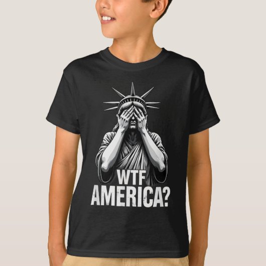 Patriottische 4th of July Vrijheidsbeeld WTF Ameri T-shirt (Voorkant)