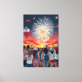 Patriottische 4th of July Vuurwerk Viering Menigte Canvas Afdruk (Voorkant)