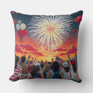 Patriottische 4th of July Vuurwerk Viering Menigte Kussen