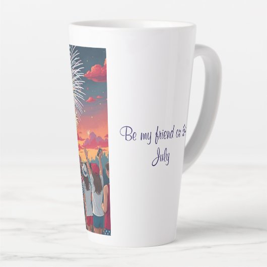 Patriottische 4th of July Vuurwerk Viering Menigte Latte Mok (Rechterhoek)