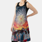 Patriottische 4th of July Vuurwerk Viering Menigte Schort (Insitu)