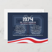 Patriottische 50 jaar High School Class Reunion Briefkaart (Voorkant / Achterkant)