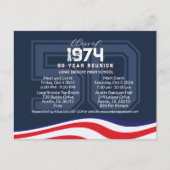 Patriottische 50 jaar High School Class Reunion Briefkaart (Voorkant)