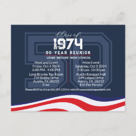 Patriottische 50 jaar High School Class Reunion Briefkaart