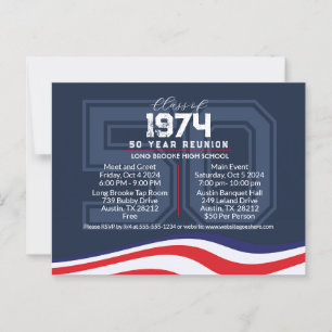 Patriottische 50 jaar High School Class Reunion Briefkaart