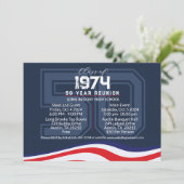 Patriottische 50 jaar High School Reunion Varsity Kaart (Staand voorkant)