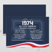 Patriottische 50 jaar High School Reunion Varsity Kaart (Voorkant / Achterkant)