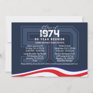 Patriottische 50 jaar High School Reunion Varsity Kaart