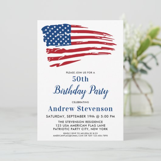 Patriottische 50e verjaardag Amerikaanse vlag Kaart (Staand voorkant)