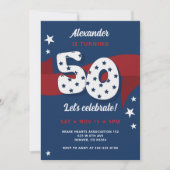 Patriottische 50ste Verjaardag Party Rood Wit Blau Kaart (Voorkant)