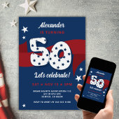 Patriottische 50ste Verjaardag Party Rood Wit Blau Kaart