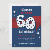 Patriottische 60e Verjaardag Party Rood Wit Blauw  Kaart (Voorkant)