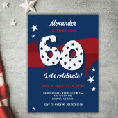 Patriottische 60e Verjaardag Party Rood Wit Blauw  Kaart