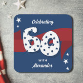 Patriottische 60e Verjaardag Party Rood Wit Blauw Kartonnen Onderzetters