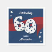 Patriottische 60e Verjaardag Party Rood Wit Blauw  Servet (Voorkant)