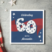 Patriottische 60e Verjaardag Party Rood Wit Blauw Servet