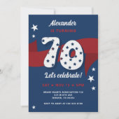 Patriottische 70e Verjaardag Party Rood Wit Blauw  Kaart (Voorkant)