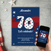 Patriottische 70e Verjaardag Party Rood Wit Blauw  Kaart