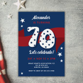 Patriottische 70e Verjaardag Party Rood Wit Blauw  Kaart