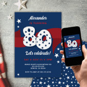 Patriottische 80ste Verjaardag Party Rood Wit Blau Kaart