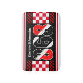 PATRIOTTISCHE 868 Jouw naam | Geruite vlag op ZWAR Badmat (Voorkant Verticaal)